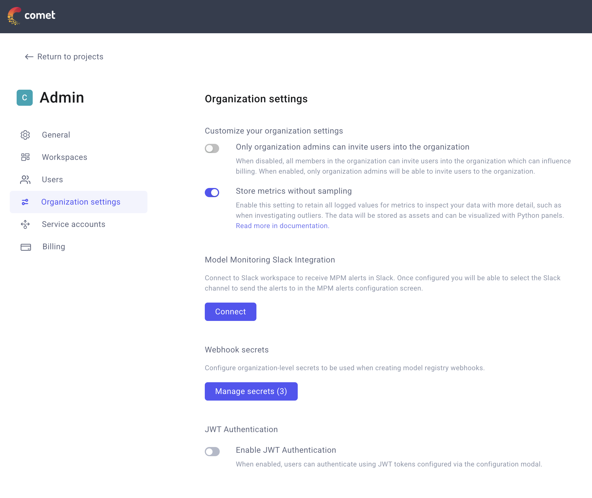 JWT Authentication configuration toggle